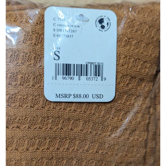 Free People Juicy Long Sleeve Cowl Neck Oversized Camel Thermal Top, Size S - Picture 2 of 7